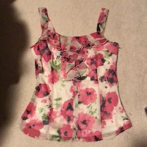 4/$12 - Maurices Pink Floral Ruffle Top